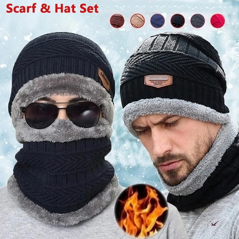 Coral Fleece Scarf Hats Winter Beanies Soft For Men's and Women's